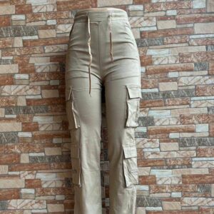 High-Waisted Solid Color Comfort Stretch Cargo Pants for Women